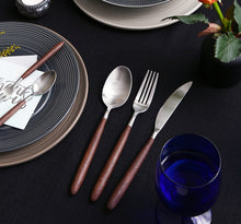 Load image into Gallery viewer, Premium Walnut wood Handle Flatware set