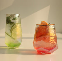 Load image into Gallery viewer, Handcrafted Iridescent Glass with Gold Rim – Elegant Decorative Drinkware, Unique Glassware Gift