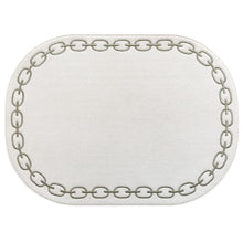 Load image into Gallery viewer, Arte Pelle Oval Placemat with Embroidery Chain OFF-WHITE / GRAY STITCH