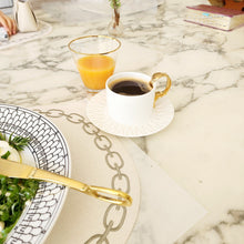 Load image into Gallery viewer, Arte Pelle Oval Placemat with Embroidery Chain OFF-WHITE / GRAY STITCH