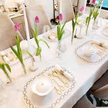 Load image into Gallery viewer, Arte Pelle Oval Placemat with Embroidery Chain OFF-WHITE / GRAY STITCH