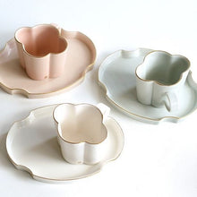 Load image into Gallery viewer, Gold Rim Coffee Cup & Tray Set