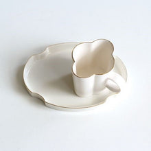 Load image into Gallery viewer, Gold Rim Coffee Cup & Tray Set