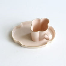 Load image into Gallery viewer, Gold Rim Coffee Cup & Tray Set