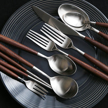Load image into Gallery viewer, Premium Walnut wood Handle Flatware set