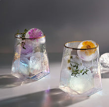 Load image into Gallery viewer, Handcrafted Iridescent Glass with Gold Rim – Elegant Decorative Drinkware, Unique Glassware Gift
